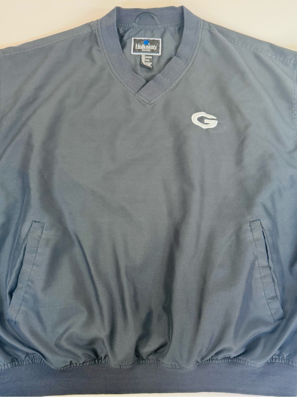 HOLLOWAY Men's Pullover Windbreaker Jacket V-Neck Black 2XL w/“G” Logo